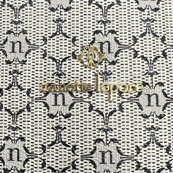 Nanette Lepore Gray Black Logo Print Zip Top Dome Satchel Crossbody Bag - Picture 10 of 13